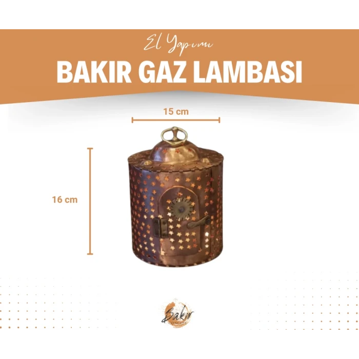 BAKIR FENER YILDIZ KESİM SİLİNDİR MODEL (MAT BAKIR)