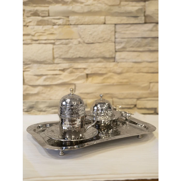 BAKIR FİNCAN SETİ GÜMÜŞ RENK