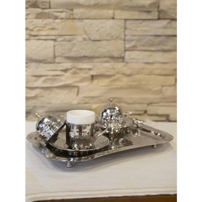 BAKIR FİNCAN SETİ GÜMÜŞ RENK