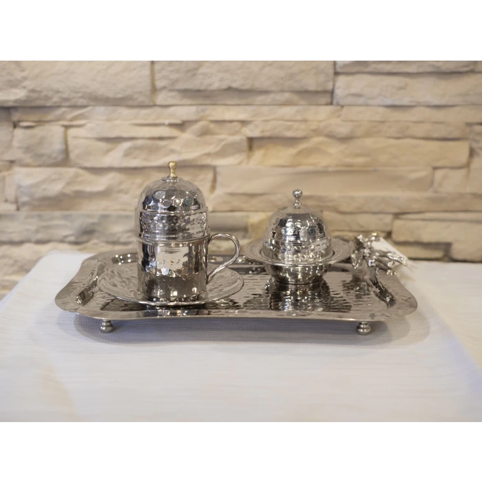 BAKIR FİNCAN SETİ GÜMÜŞ RENK