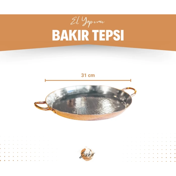 BAKIR FIRIN TEPSİSİ YUVARLAK BORU KULPLU MODEL