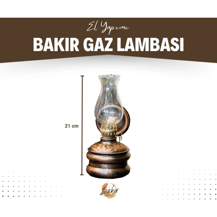 BAKIR GAZ LAMBASI KÜÇÜK BOY OKSİTLİ BAKIR RENK