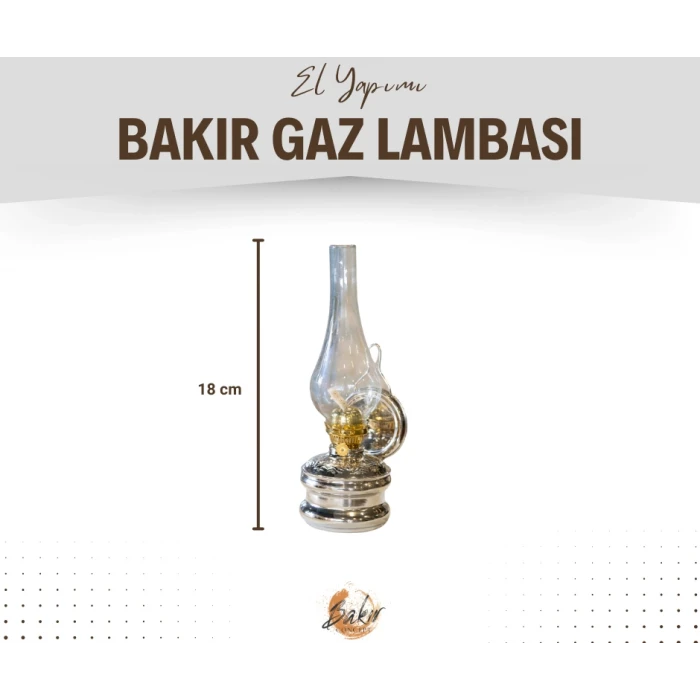 BAKIR GAZ LAMBASI, NİKEL KAPLAMA, GÜMÜŞ RENK