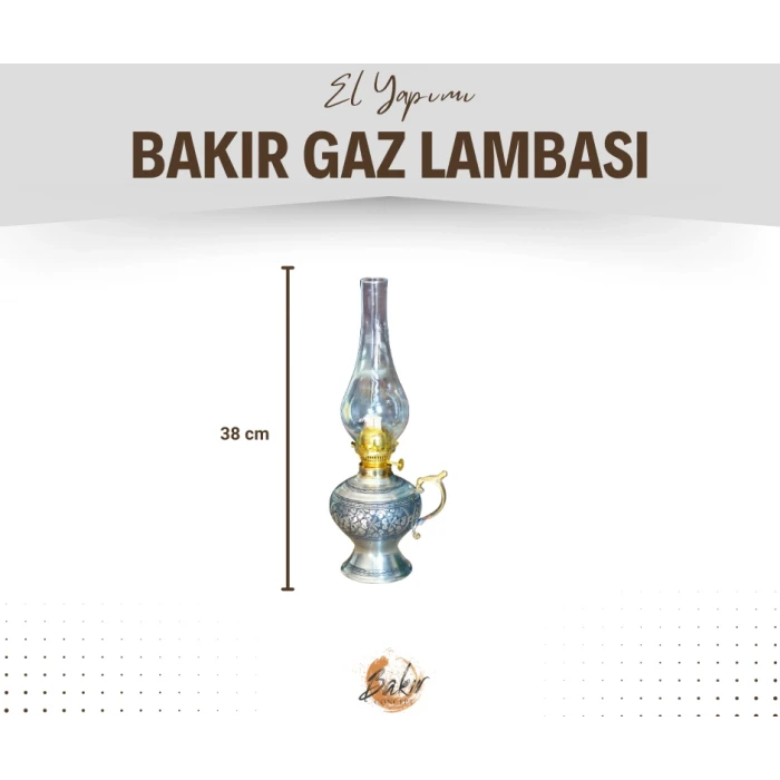 BAKIR GAZ LAMBASI OYMA NAKIŞ İŞLEME GÜMÜŞ RENK (KALAYLI)