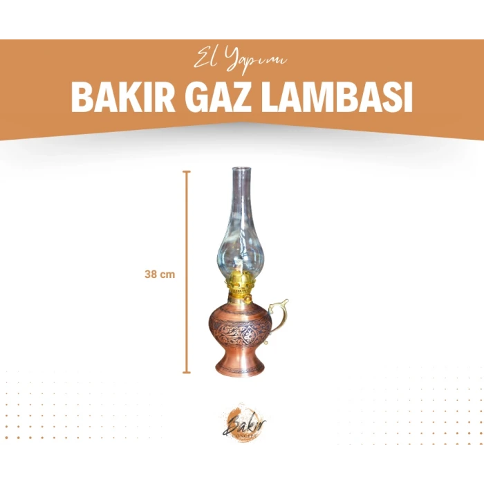 BAKIR GAZ LAMBASI OYMA NAKIŞ İŞLEME MAT BAKIR RENK