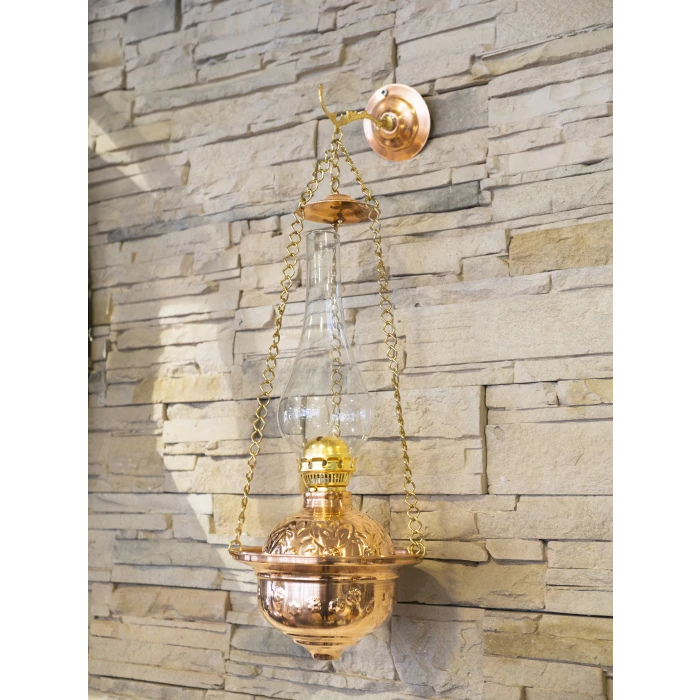 BAKIR GAZ LAMBASI ZİNCİRLİ MODEL BÜYÜK BOY