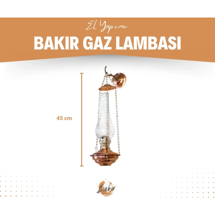 BAKIR GAZ LAMBASI ZİNCİRLİ MODEL BAKIR RENK