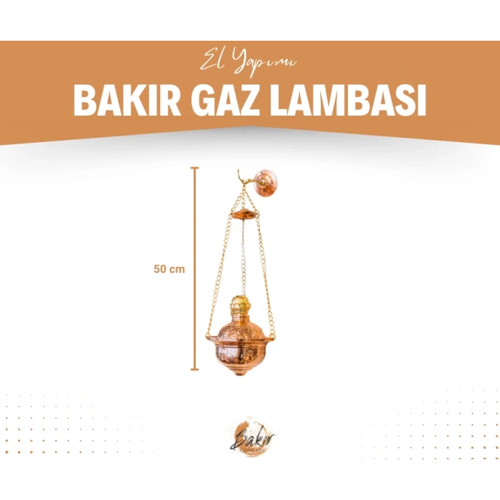 BAKIR GAZ LAMBASI ZİNCİRLİ MODEL BÜYÜK BOY