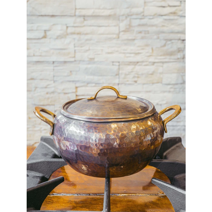 BAKIR GÜVEÇ TENCERESİ MODERN 19 CM OKSİT RENK