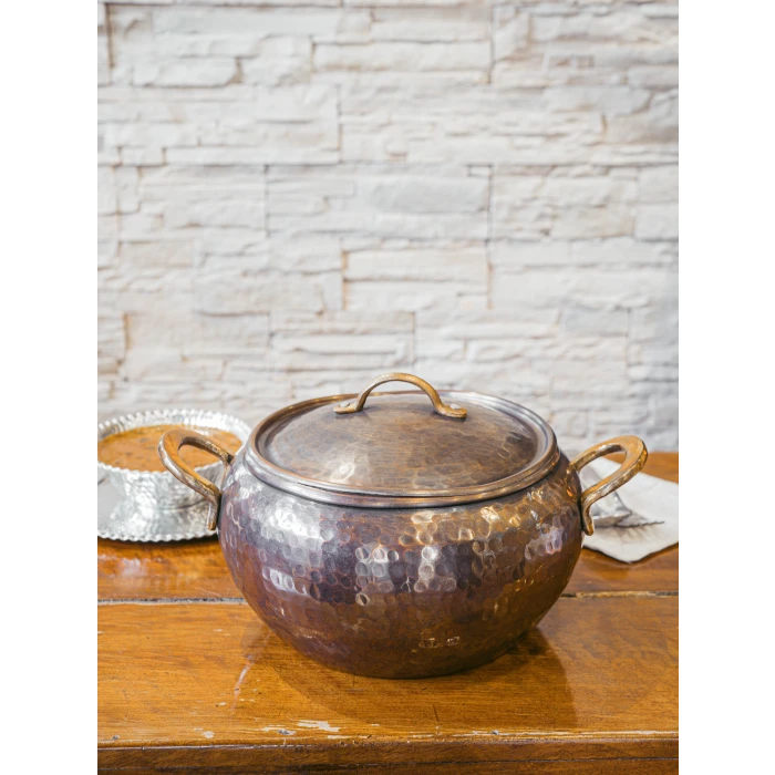 BAKIR GÜVEÇ TENCERESİ MODERN 19 CM OKSİT RENK