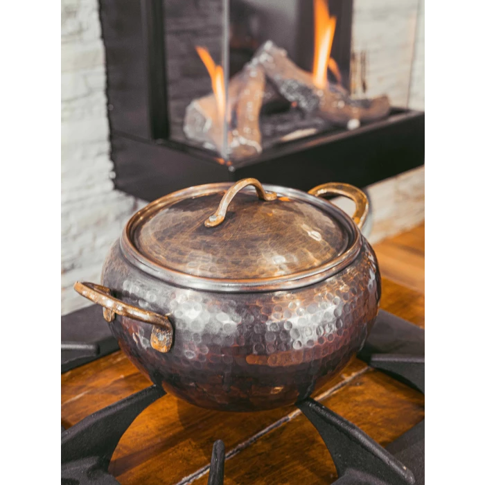 BAKIR GÜVEÇ TENCERESİ MODERN 19 CM OKSİT RENK