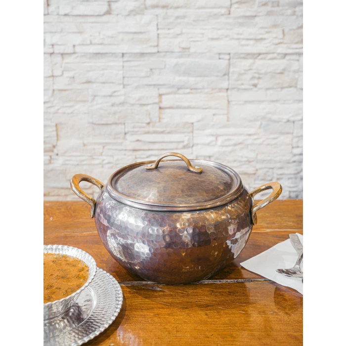 BAKIR GÜVEÇ TENCERESİ MODERN 21 CM OKSİT RENK