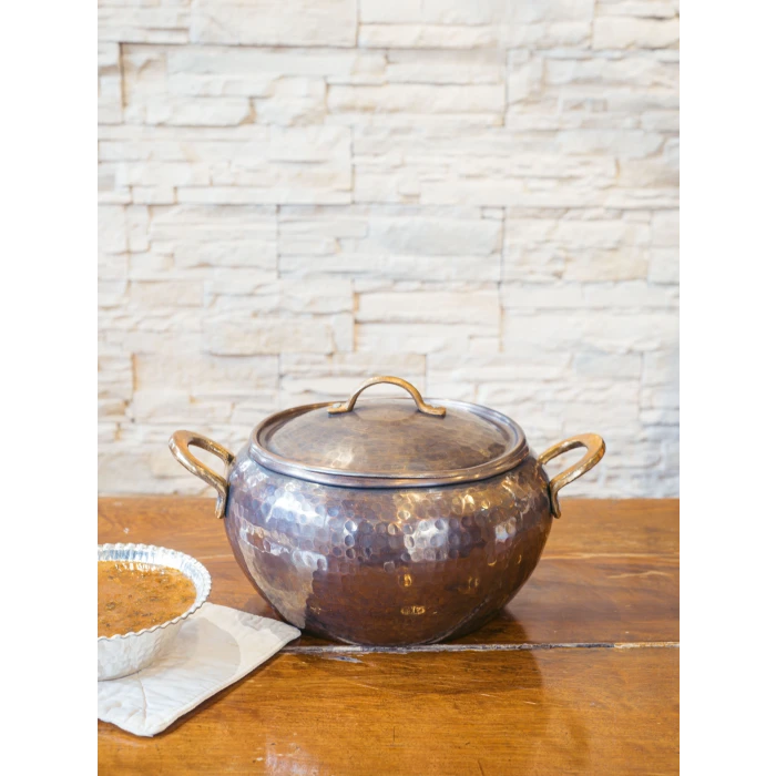 BAKIR GÜVEÇ TENCERESİ MODERN 21 CM OKSİT RENK