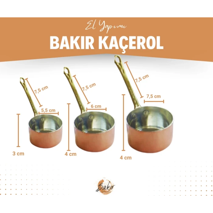 BAKIR KAÇEROL SETİ 3LÜ