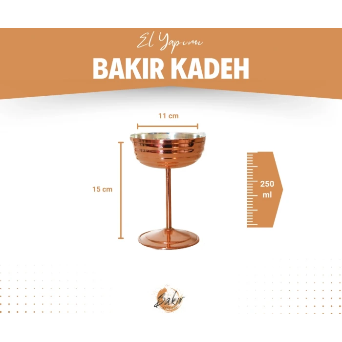 BAKIR KADEH DİLİMLİ MODEL BAKIR RENK (2Lİ)