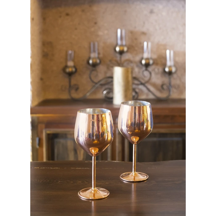 Bakır Kadeh Modern Model Parlak Bakır Renk