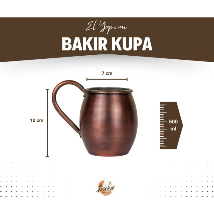 BAKIR KUPA BARDAK KALAYSIZ TOMBUL MODEL OKSİTLİ RENK