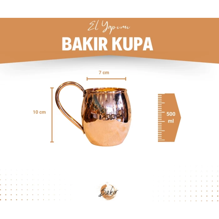 BAKIR KUPA BARDAK KALAYSIZ TOMBUL MODEL PARLAK RENK (2Lİ)