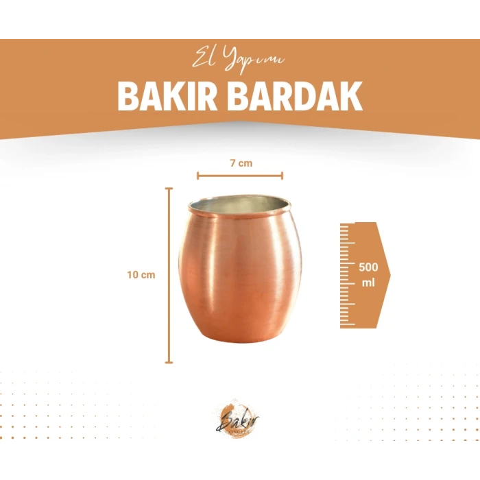 BAKIR KOKTEYL BARDAK TOMBUL MODEL (2Lİ) MAT BAKIR RENK