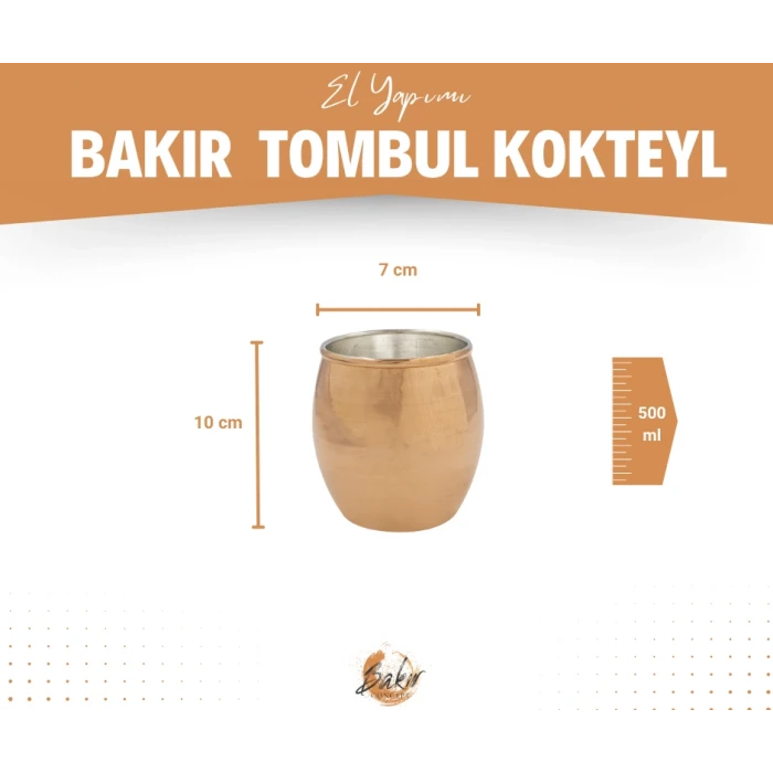 BAKIR KOKTEYL BARDAK TOMBUL MODEL BAKIR RENK