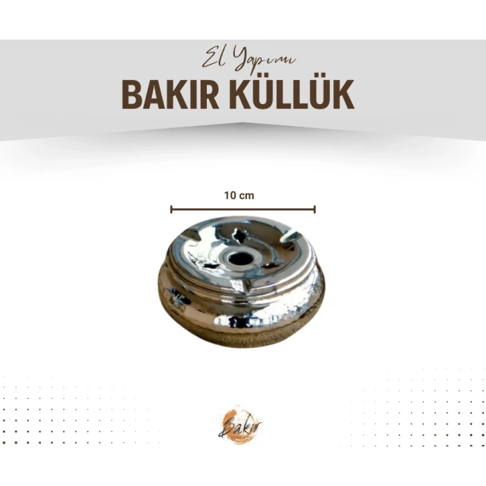 BAKIR KÜL TABLASI ÇEKİÇ DÖVMELİ GÜMÜŞ RENK