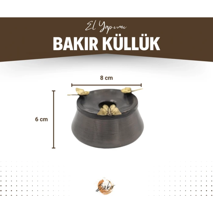 BAKIR KÜL TABLASI KELEBEK DETAYLI OKSİT RENK