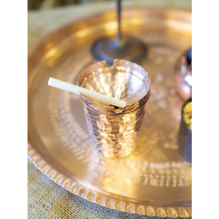 BAKIR KÜL TABLASI KOKUSUZ PARLAK RENK ÇEKİÇ DÖVME MODEL