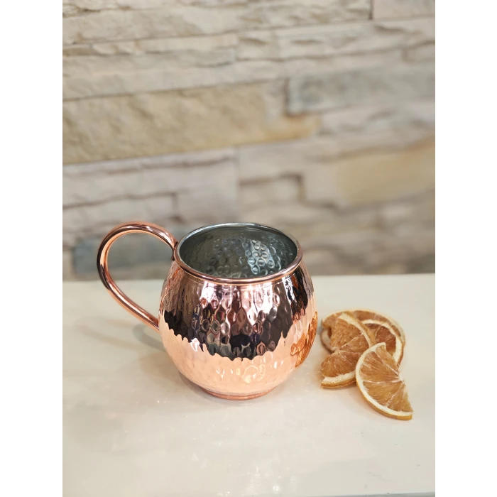 BAKIR KUPA BARDAK CHUBBY MULE MUG ÇEKİÇ DÖVME BARDAK