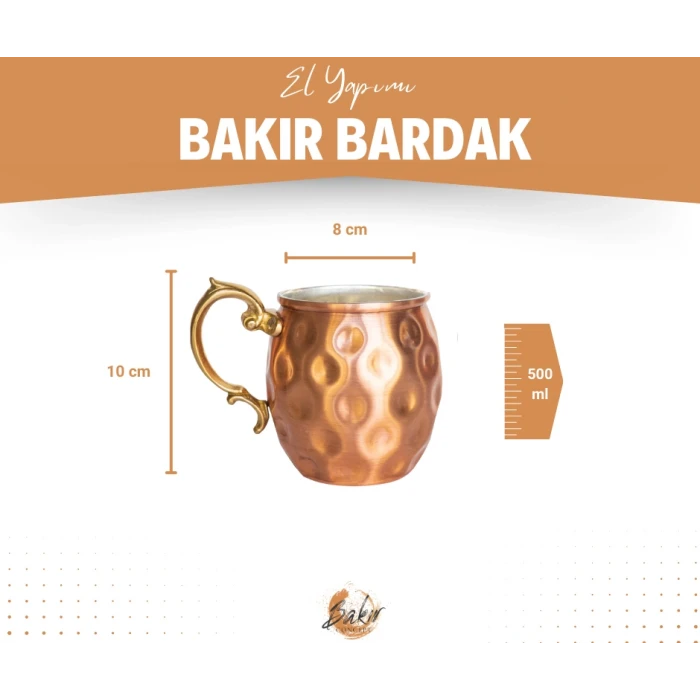 BAKIR KUPA BARDAK GAMZELİ MODEL (2li) MAT RENK