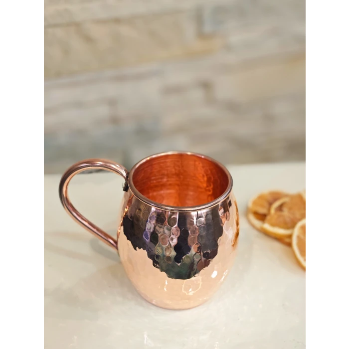 BAKIR KUPA BARDAK KALAYSIZ TOMBUL DÖVME MODEL PARLAK RENK