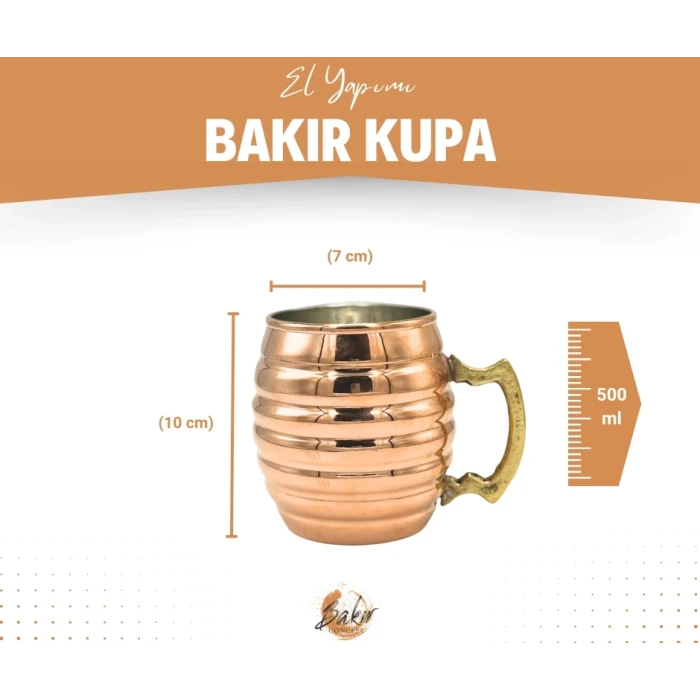 BAKIR KUPA BARDAK TOMBUL DİLİMLİ MODEL BAKIR RENK