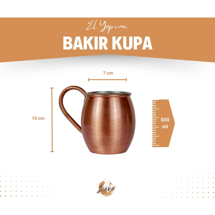 BAKIR KUPA BARDAK TOMBUL MODEL MAT BAKIR RENK