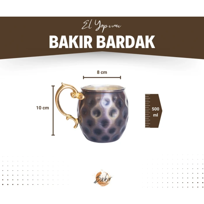 BAKIR KUPA BARDAK GAMZELİ MODEL OKSİTLİ RENK