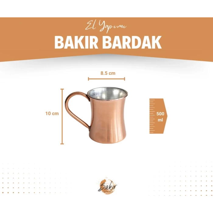 BAKIR KUPA BARDAK İNCE BELLİ MODEL PARLAK BAKIR RENK