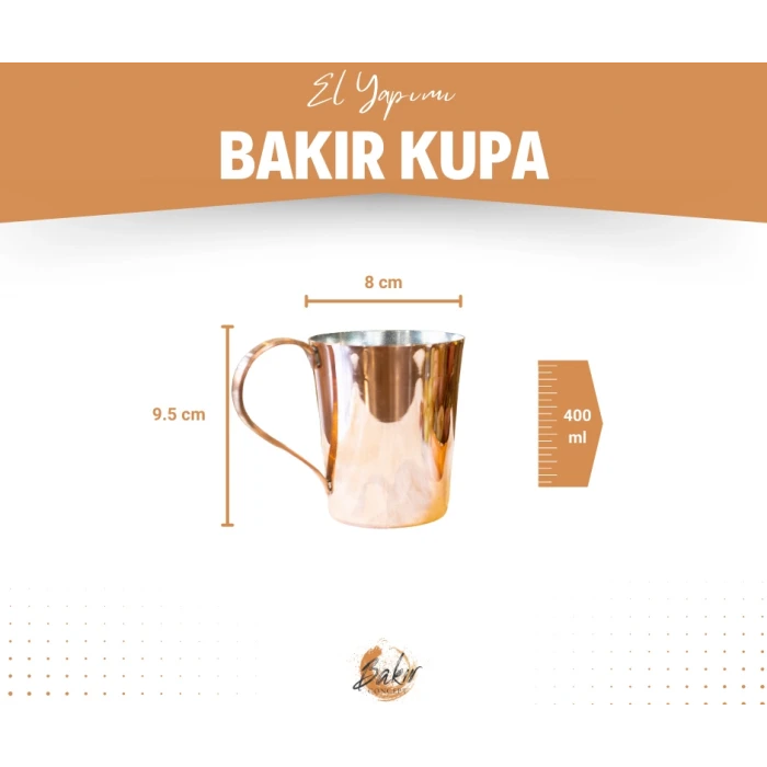 BAKIR KUPA BARDAK KONİK MODEL BAKIR RENK