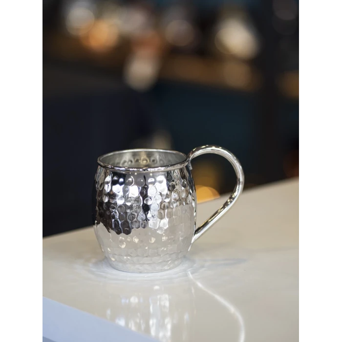 BAKIR KUPA BARDAK TOMBUL ÇEKİÇ DÖVME MODEL GÜMÜŞ RENK (2Lİ)