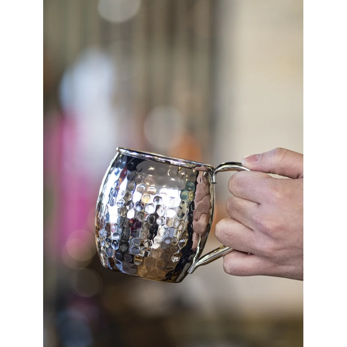 BAKIR KUPA BARDAK TOMBUL ÇEKİÇ DÖVME MODEL GÜMÜŞ RENK (2Lİ)