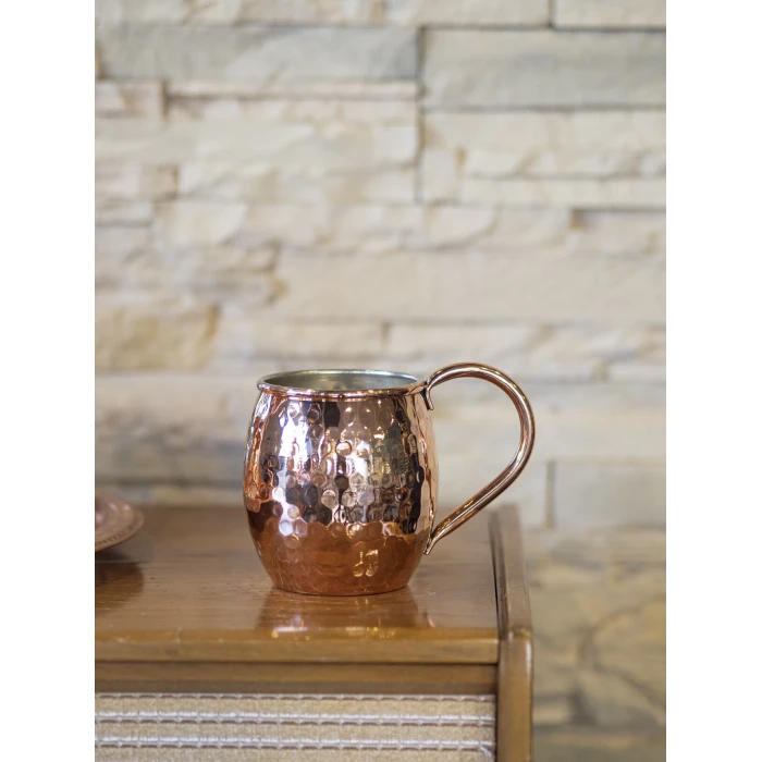 BAKIR KUPA BARDAK TOMBUL ÇEKİÇ DÖVME MODEL PARLAK BAKIR RENK (2Lİ)