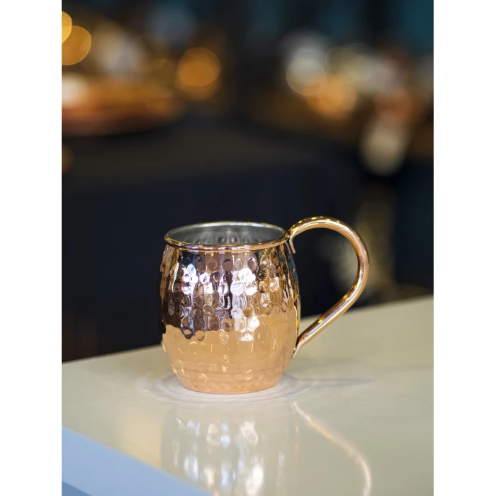 BAKIR KUPA BARDAK TOMBUL ÇEKİÇ DÖVME MODEL PARLAK BAKIR RENK (2Lİ)