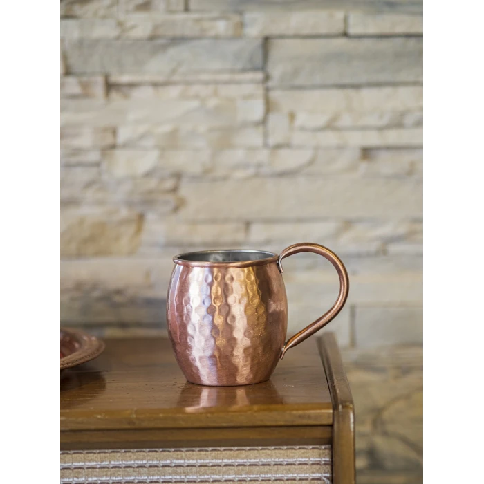 BAKIR KUPA BARDAK TOMBUL MODEL ÇEKİÇ DÖVME MAT BAKIR RENK (2Lİ)