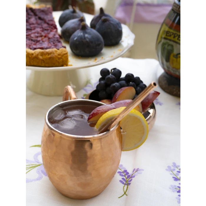 BAKIR KUPA BARDAK TOMBUL MODEL ÇEKİÇ DÖVME MAT BAKIR RENK (2Lİ)