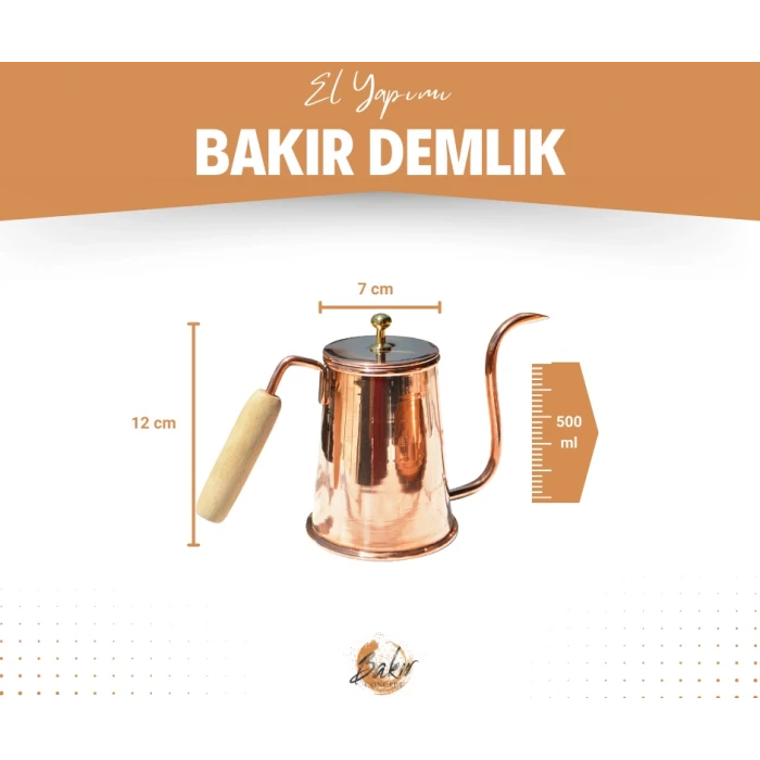 BAKIR DEMLİK MODERN KAHVE DEMLİĞİ MODEL BAKIR RENK