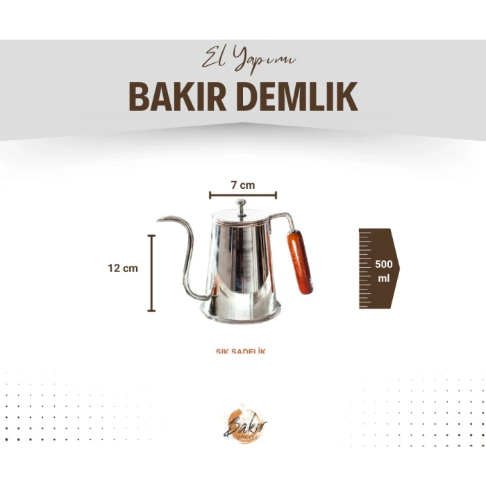 BAKIR DEMLİK MODERN KAHVE DEMLİĞİ MODEL GÜMÜŞ RENK