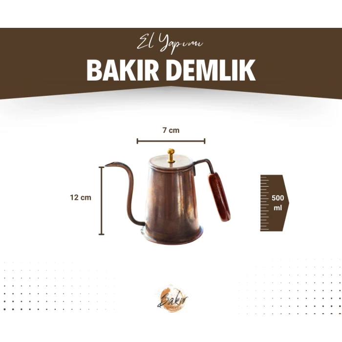 BAKIR DEMLİK MODERN KAHVE DEMLİĞİ MODEL OKSİTLİ RENK