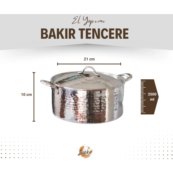 BAKIR MODERN TENCERE DERİN MODEL 21 CM GÜMÜŞ RENK