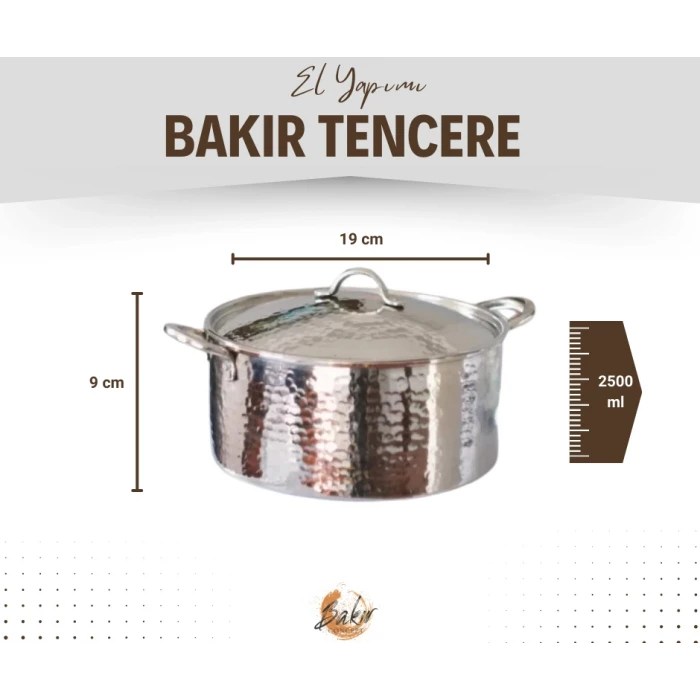 BAKIR MODERN TENCERE DERİN MODEL 26 CM GÜMÜŞ RENK