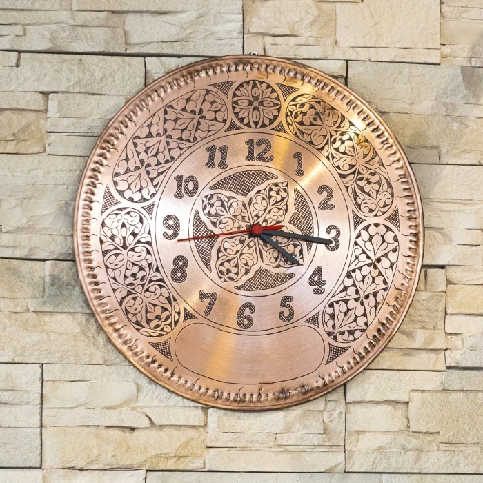 BAKIR SAAT OYMA NAKIŞ İŞLEME MAT BAKIR RENK