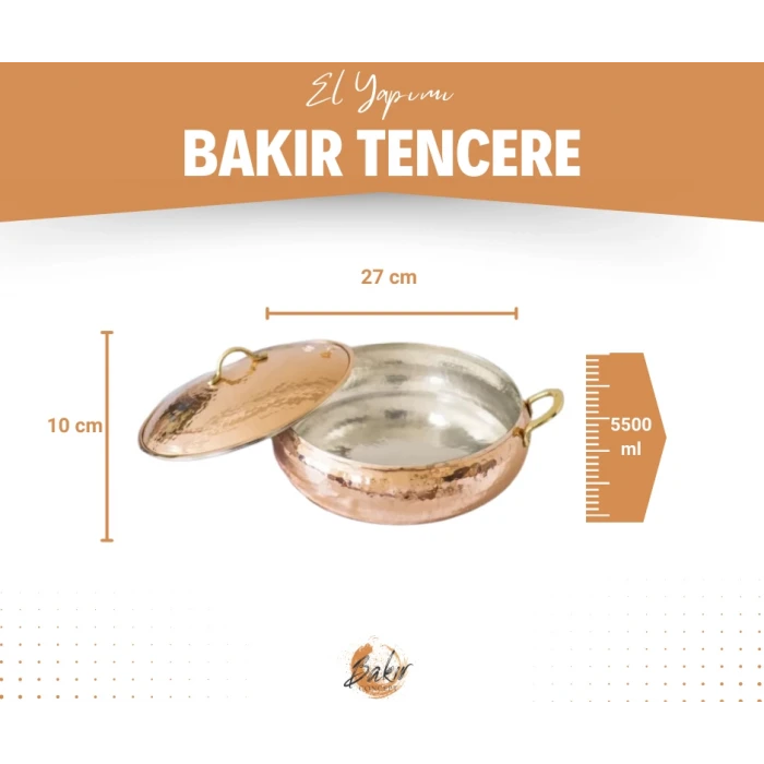 BAKIR PİLAV - KARNIYARIK TENCERESİ BOMBELİ MODEL 27 CM