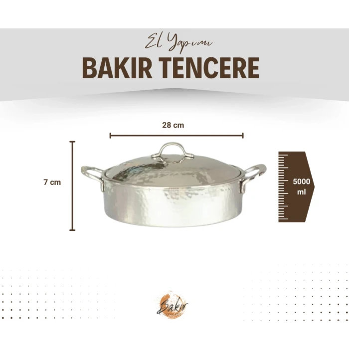 BAKIR PİLAV TENCERESİ 28 CM GÜMÜŞ RENK