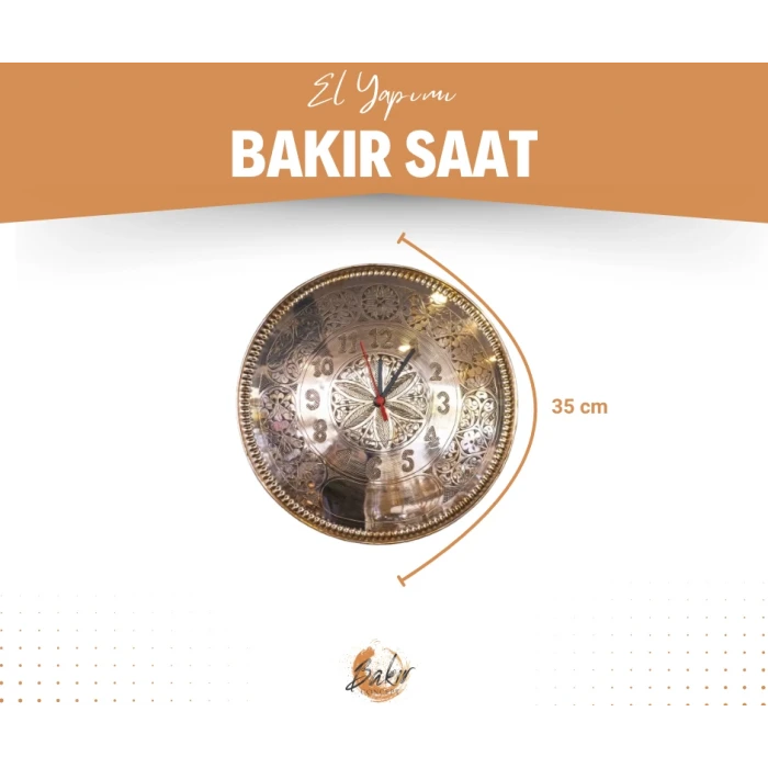 BAKIR SAAT OYMA NAKIŞ İŞLEME BAKIR RENK